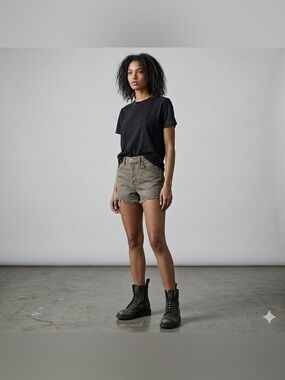 PacSun Vintage High Rise Shorts 24 Military Green Button Fly Raw Hem Grunge